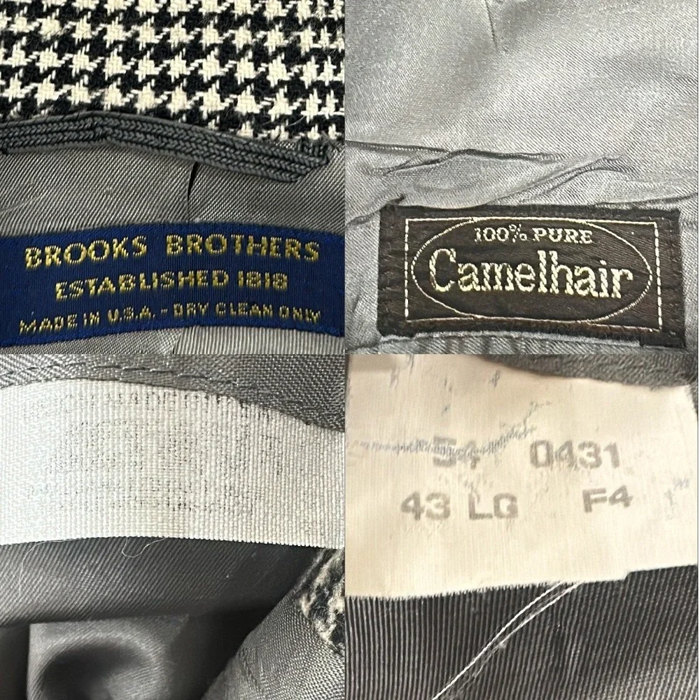 Brooks Brothers Camel Hair Blazer Mens 43L Glen Plaid Sport Coat Vintage Preppy